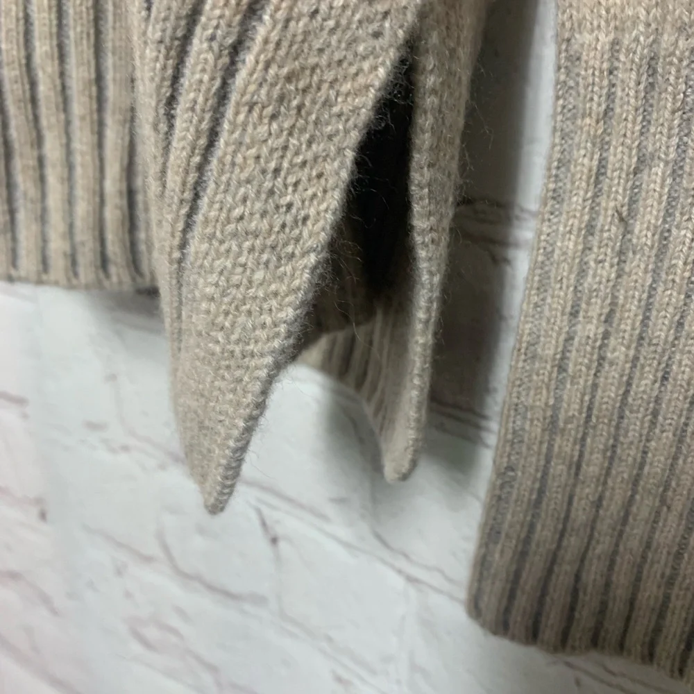 Kinross Cashmere Plait Funnel Neck Tan Gray Sweater Size XS 38” - Picture 3 of 5
